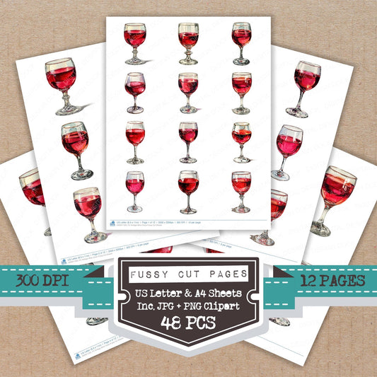 Vintage Wine Glass Fussy Cut Sheets (DDD011323)