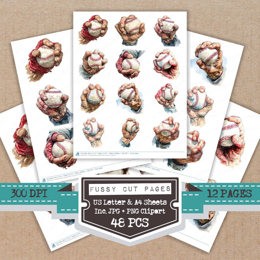 Watercolour Baseball Pitch Fussy Cut Sheets (DDD011351)