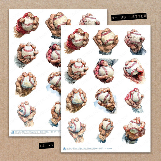 Watercolour Baseball Pitch Fussy Cut Sheets (DDD011351)