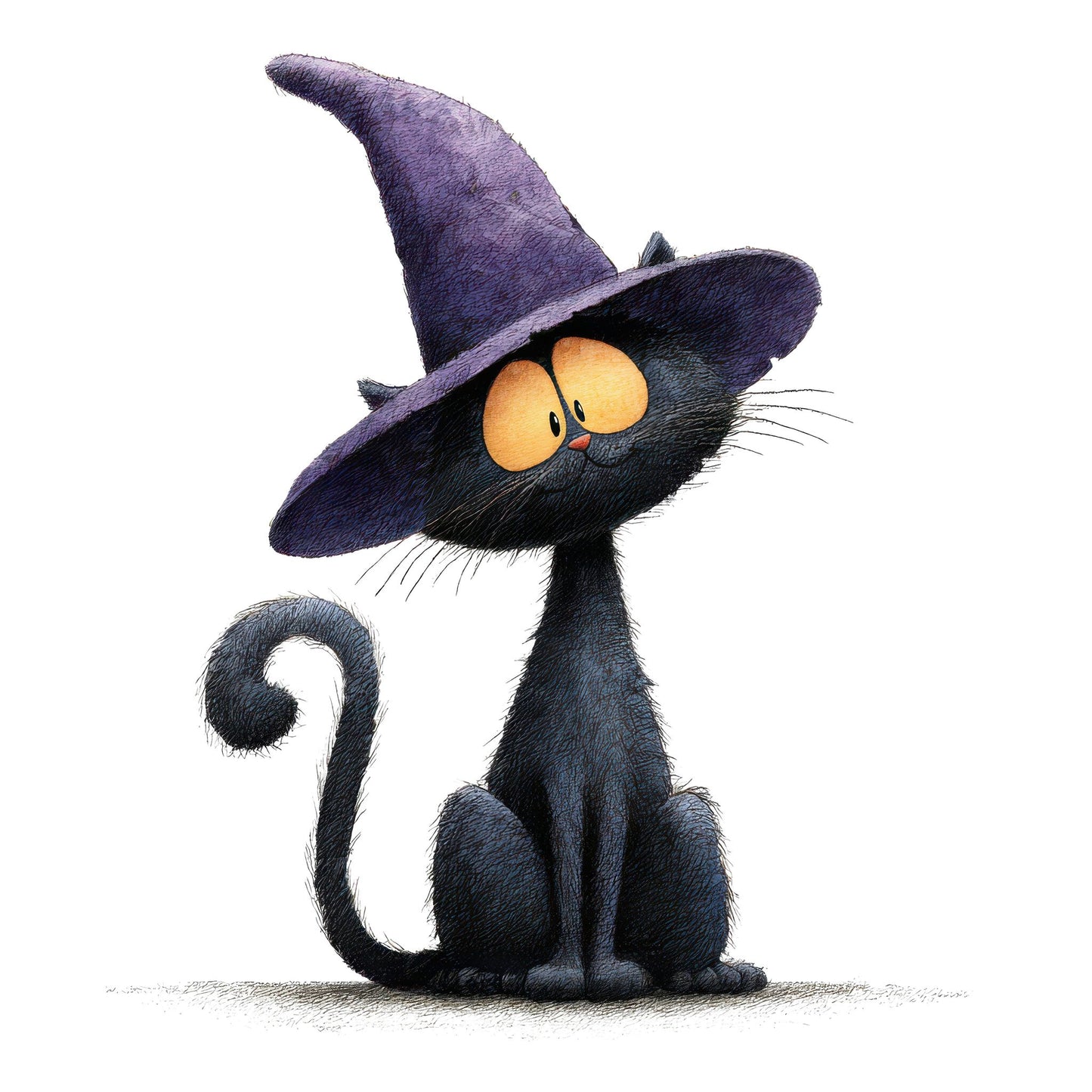 Watercolour Cat Witch Hat Fussy Cut Sheets (DDD011407)