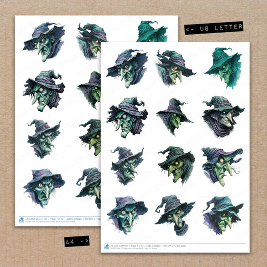 Watercolour Cursed Witch Fussy Cut Sheets (DDD011458)