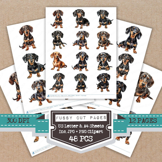 Watercolour Dachshund Dog Fussy Cut Sheets (DDD011460)