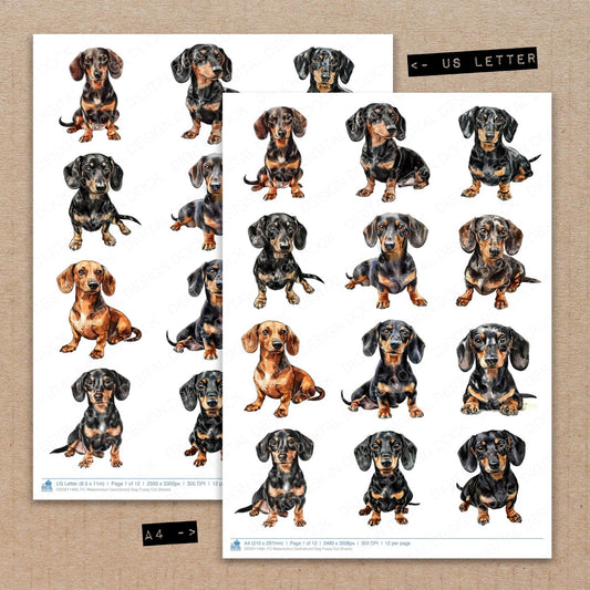 Watercolour Dachshund Dog Fussy Cut Sheets (DDD011460)