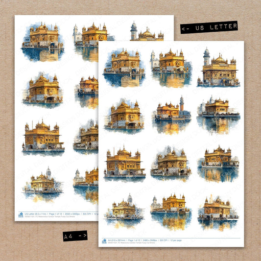 Watercolour Golden Temple Fussy Cut Sheets (DDD011521)