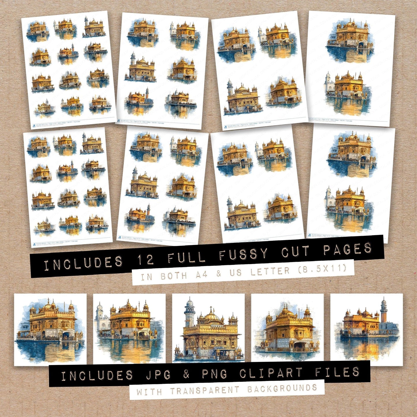 Watercolour Golden Temple Fussy Cut Sheets (DDD011521)
