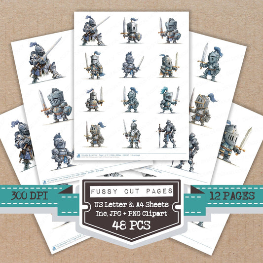 Watercolour Knight with Sword Fussy Cut Sheets (DDD011569)
