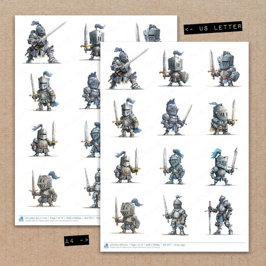 Watercolour Knight with Sword Fussy Cut Sheets (DDD011569)