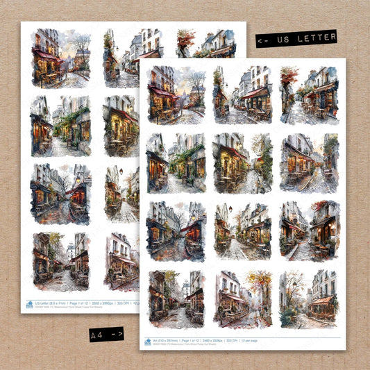 Watercolour Paris Street Fussy Cut Sheets (DDD011626)