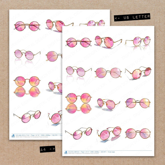 Watercolour Pink Sunglasses Fussy Cut Sheets (DDD011648)