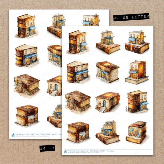 Watercolour Quirky Book Store Fussy Cut Sheets (DDD011664)