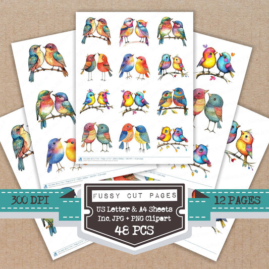 Whimsical Colorful Birds Fussy Cut Sheets (DDD011828)