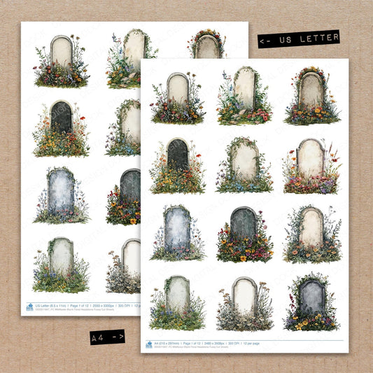 Wildflower Blank Floral Headstone Fussy Cut Sheets (DDD011847)