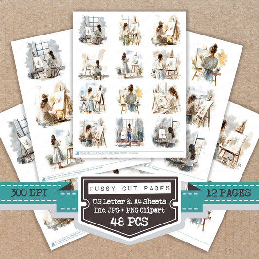 Woman Painting in Studio Fussy Cut Sheets (DDD011926)