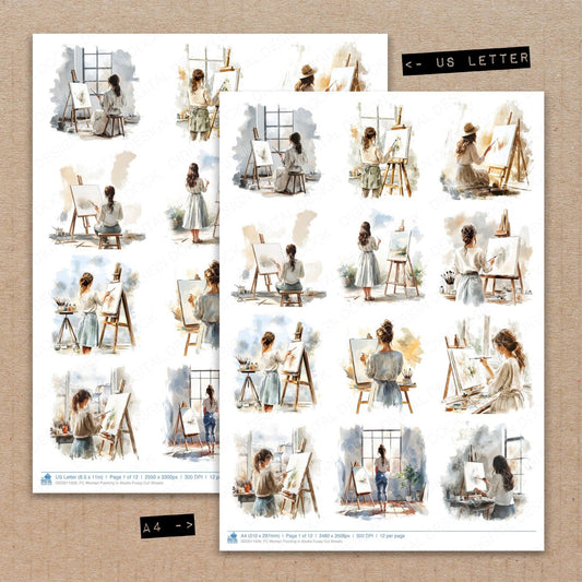 Woman Painting in Studio Fussy Cut Sheets (DDD011926)