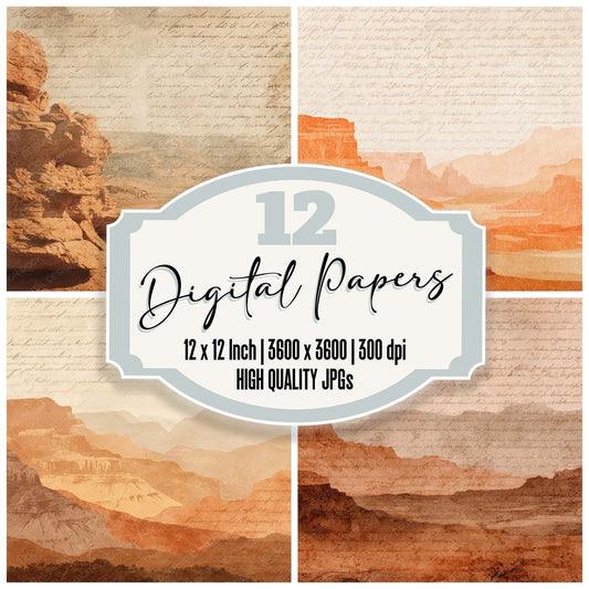 Vintage Canyon Rock Scene Digital Paper Pack (DDD012188)