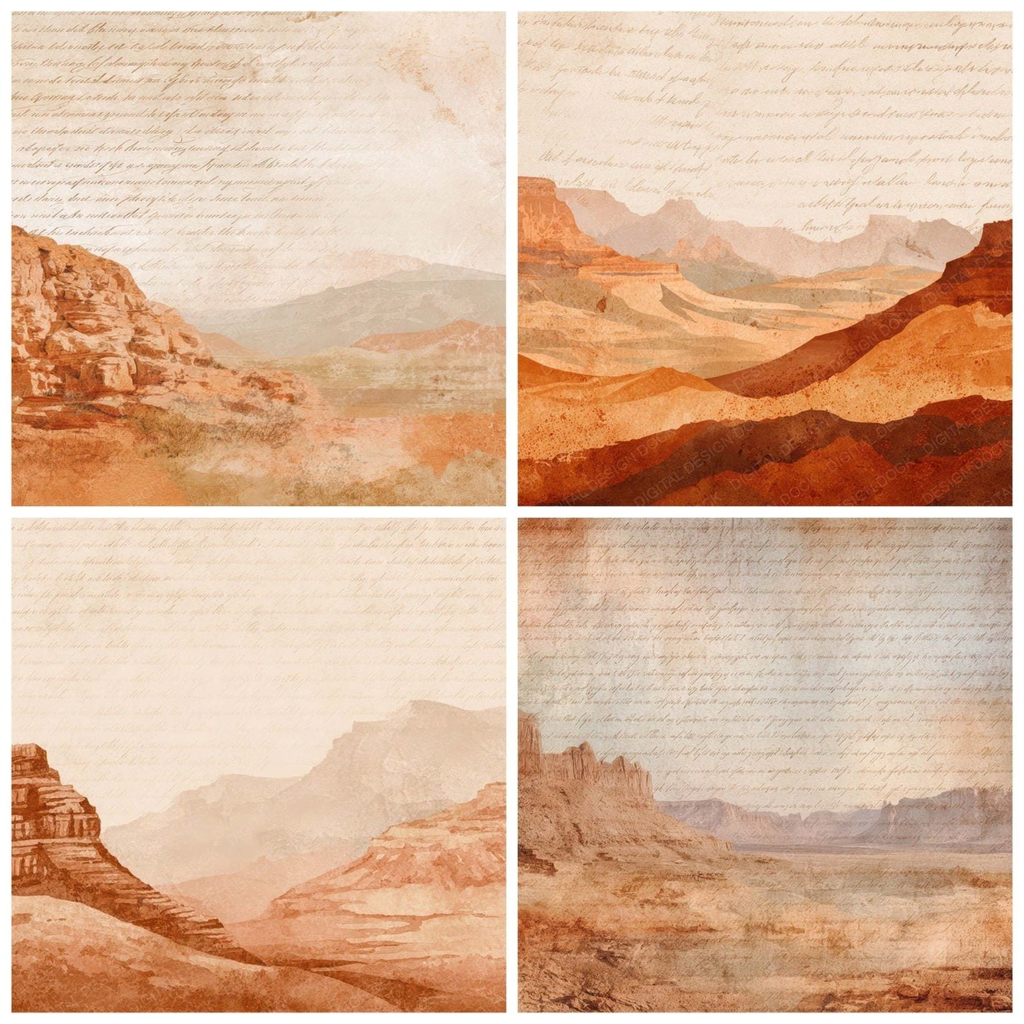 Vintage Canyon Rock Scene Digital Paper Pack (DDD012188)