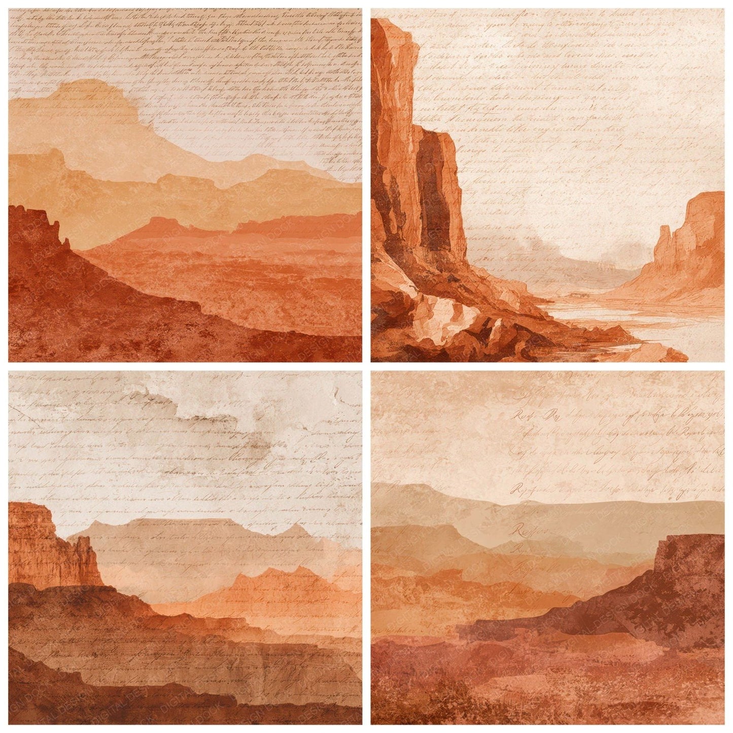 Vintage Canyon Rock Scene Digital Paper Pack (DDD012188)