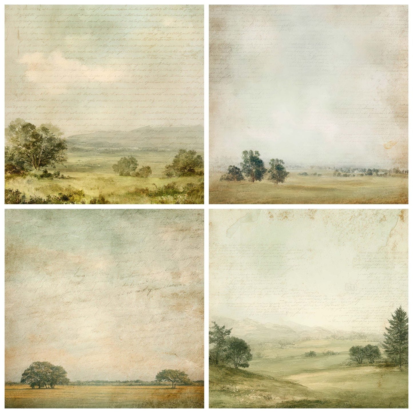 Vintage Meadow Horizon Scene Digital Paper Pack (DDD012194)