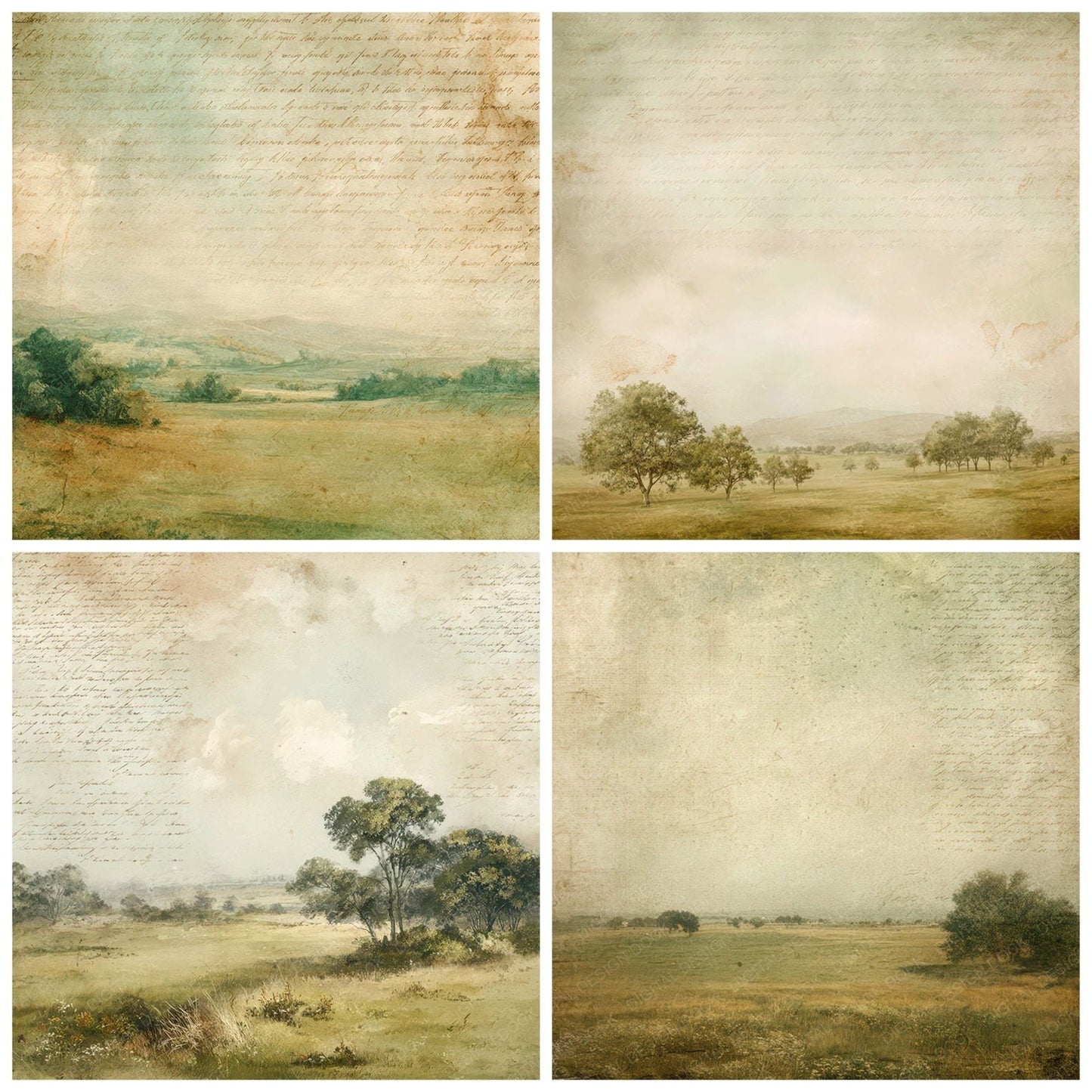 Vintage Meadow Horizon Scene Digital Paper Pack (DDD012194)