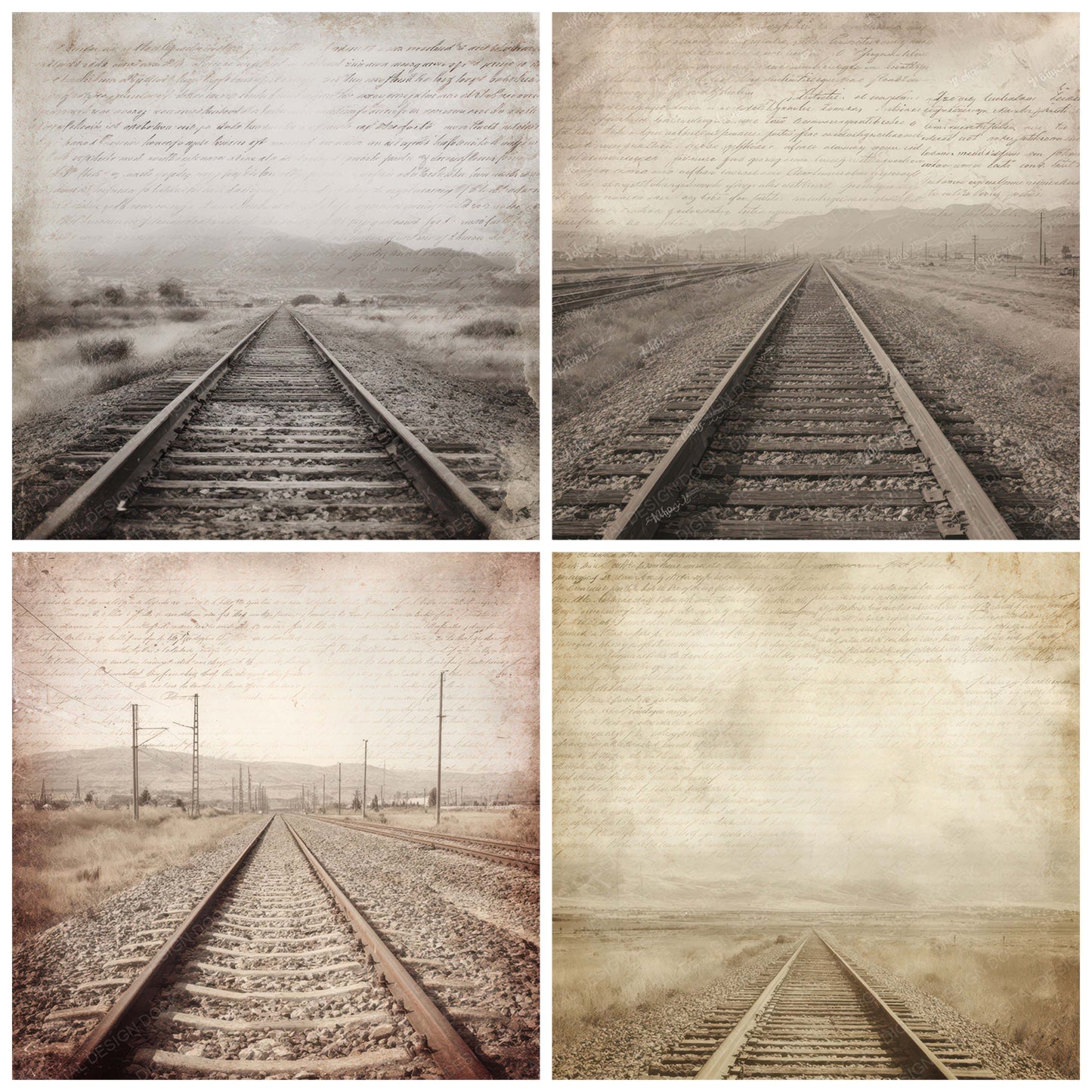 Vintage Railway Track Scene Digital Paper Pack (DDD012197)