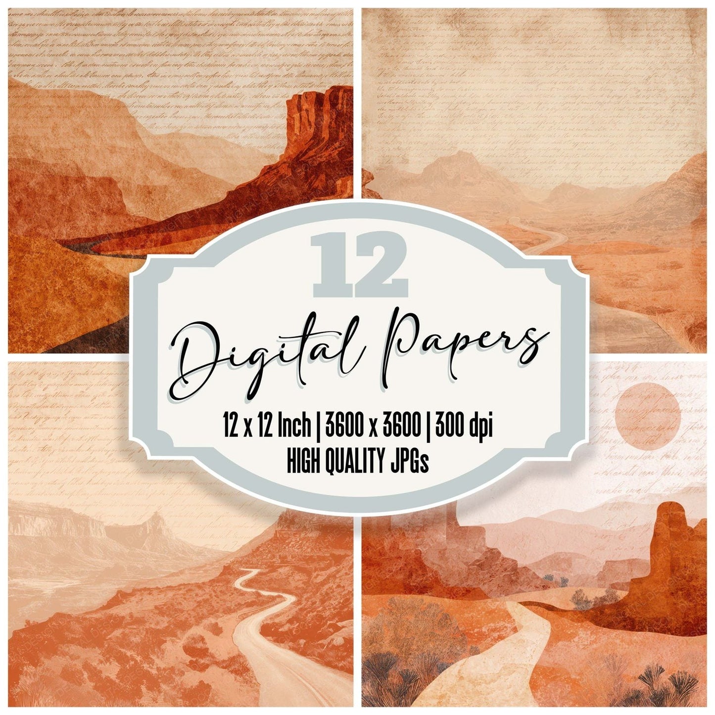 Old Canyon Road Desert Scene Digital Paper Pack (DDD012206)