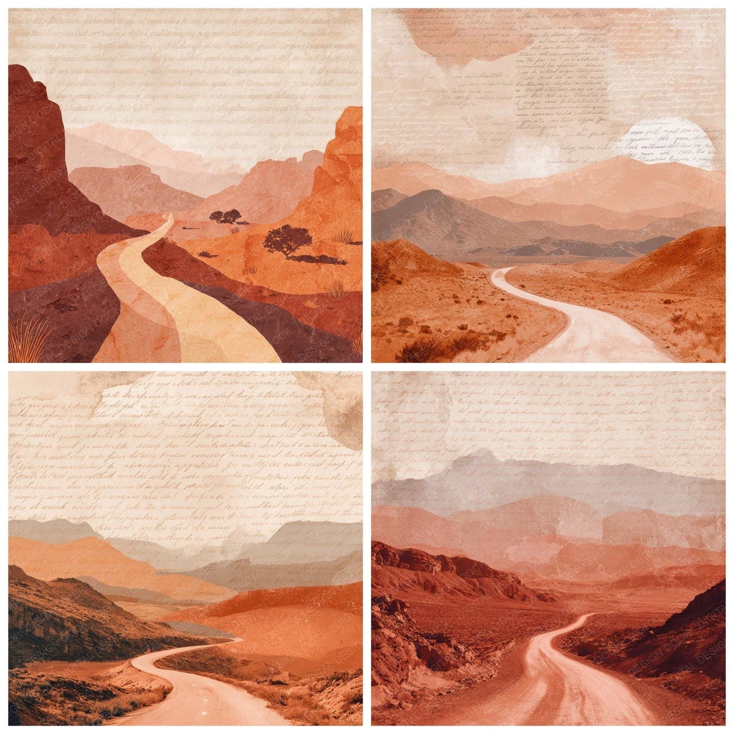 Old Canyon Road Desert Scene Digital Paper Pack (DDD012206)