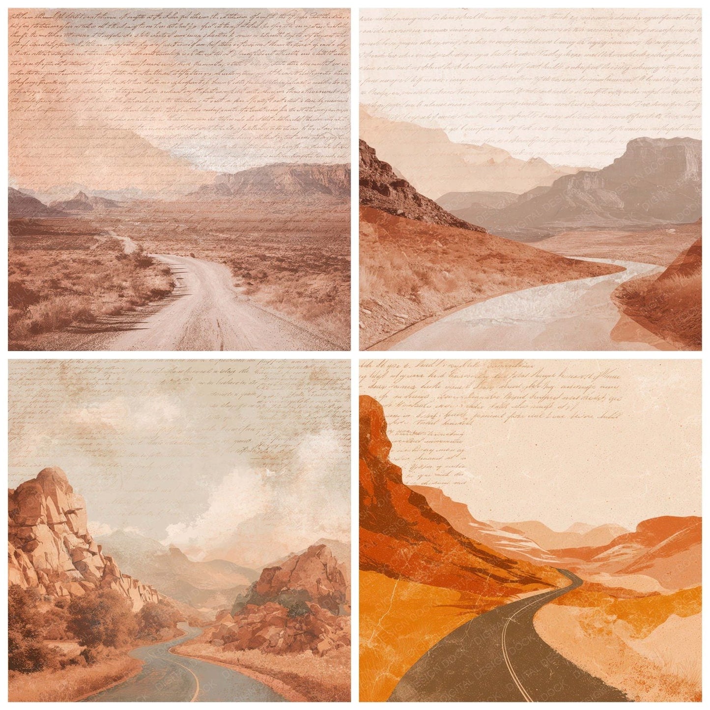Old Canyon Road Desert Scene Digital Paper Pack (DDD012206)