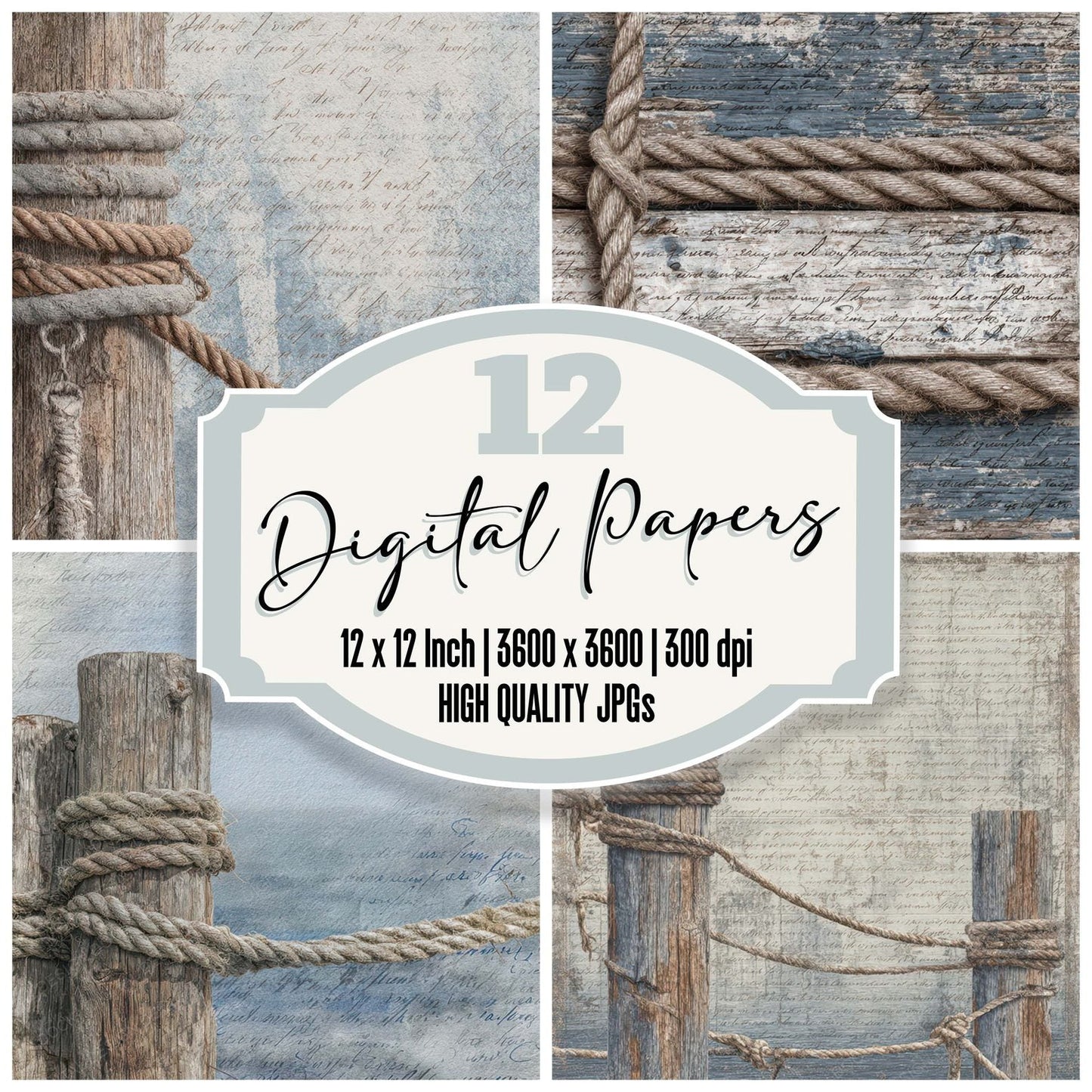 Old Harbor Dock Rope Scene Digital Paper Pack (DDD012208)