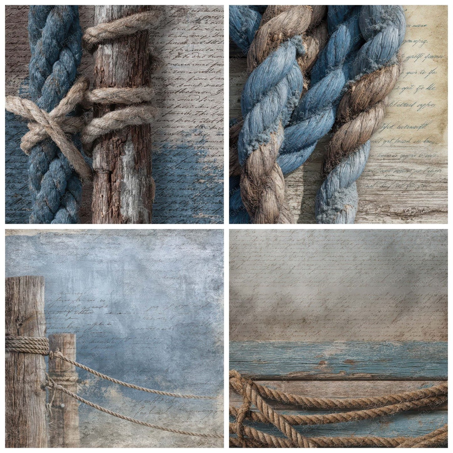 Old Harbor Dock Rope Scene Digital Paper Pack (DDD012208)