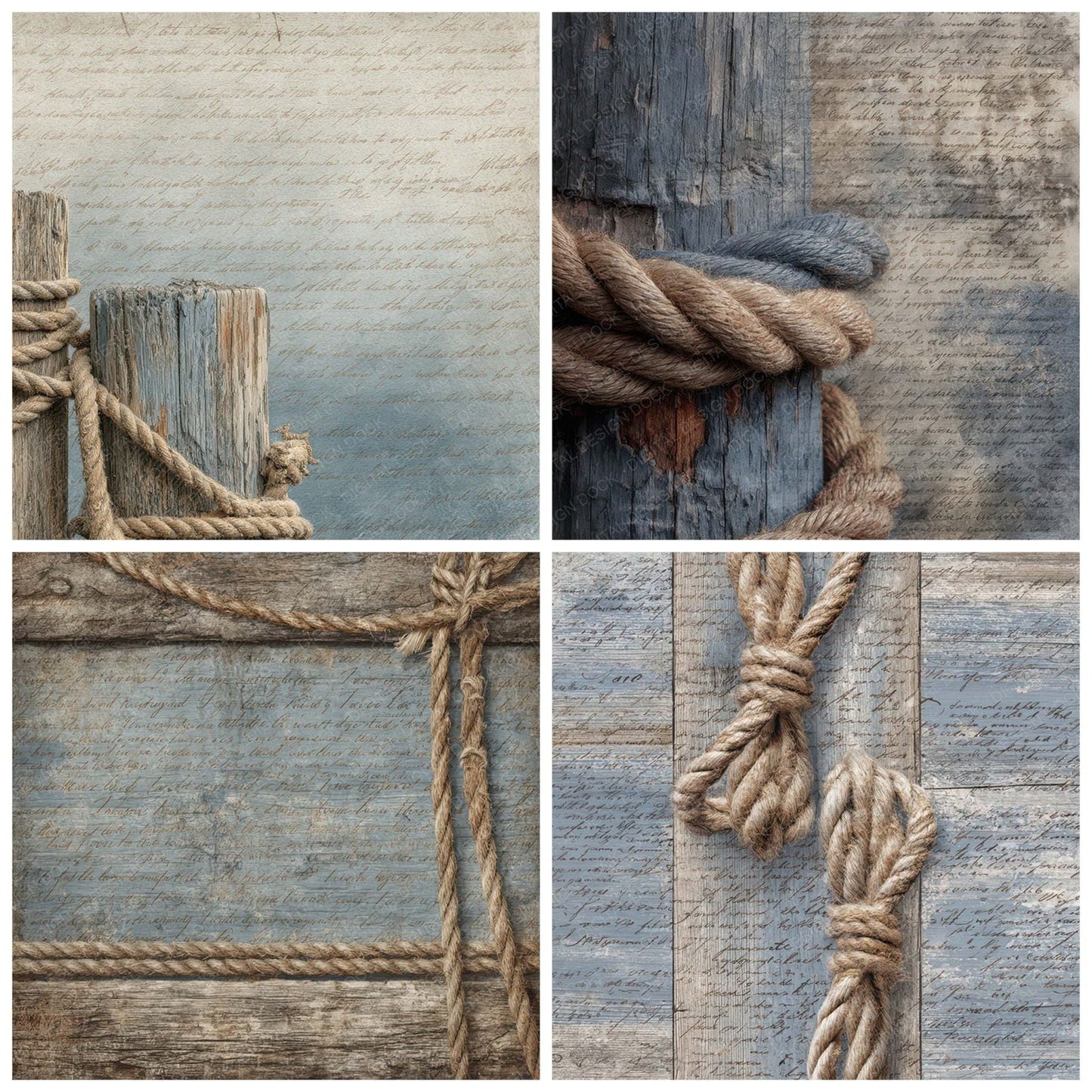 Old Harbor Dock Rope Scene Digital Paper Pack (DDD012208)