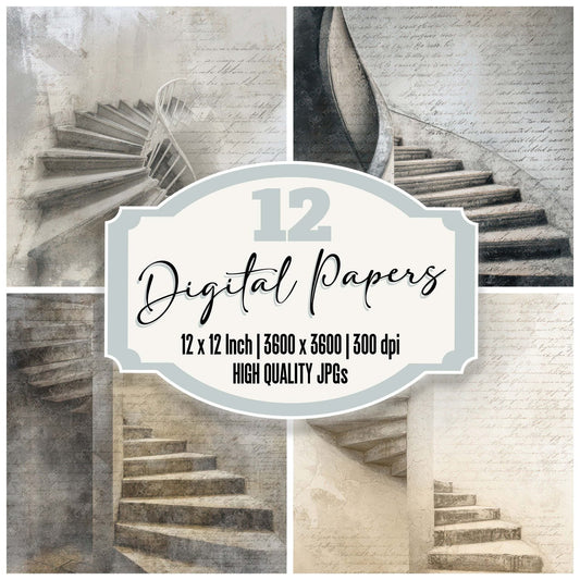 Old Lighthouse Stairwell Scene Digital Paper Pack (DDD012209)