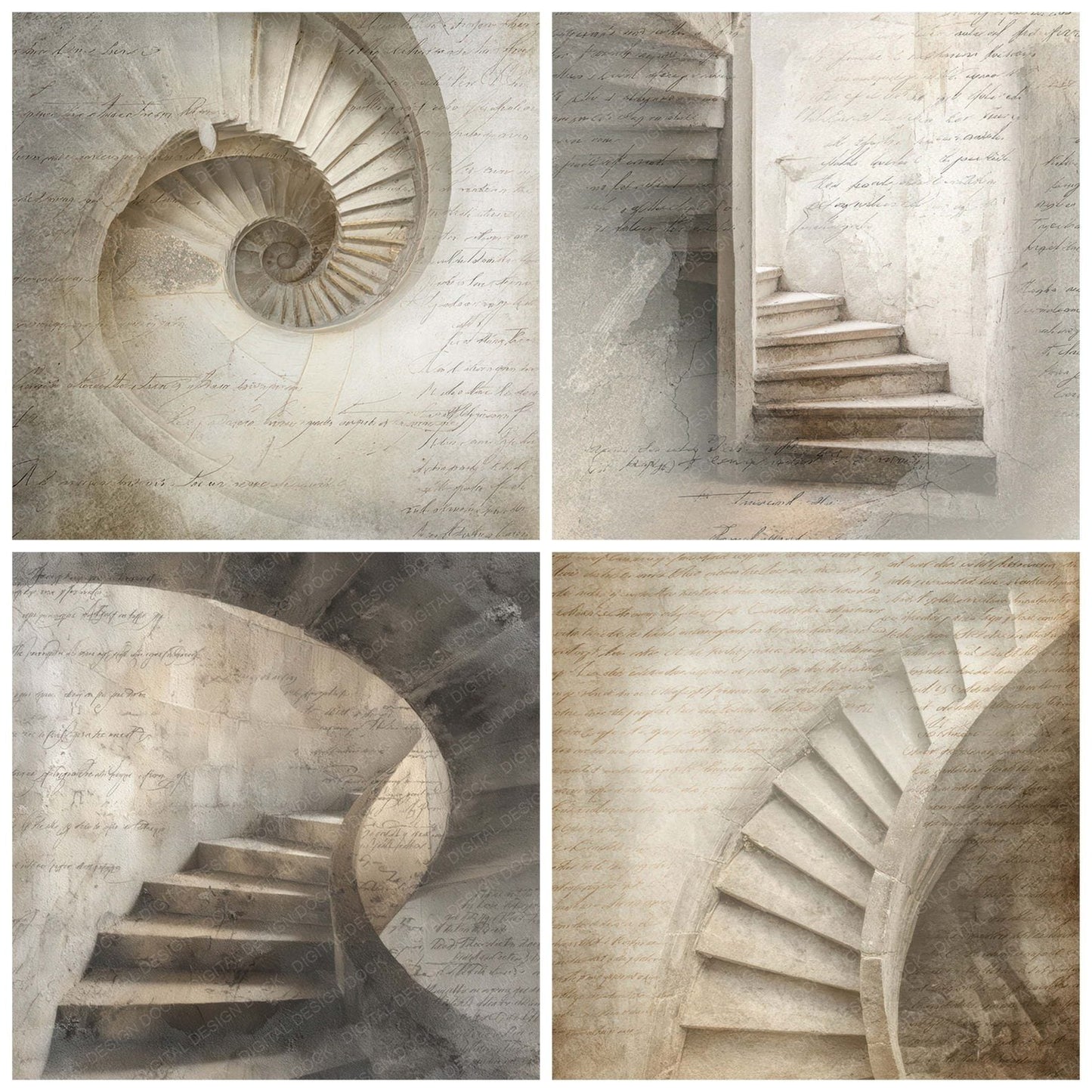 Old Lighthouse Stairwell Scene Digital Paper Pack (DDD012209)