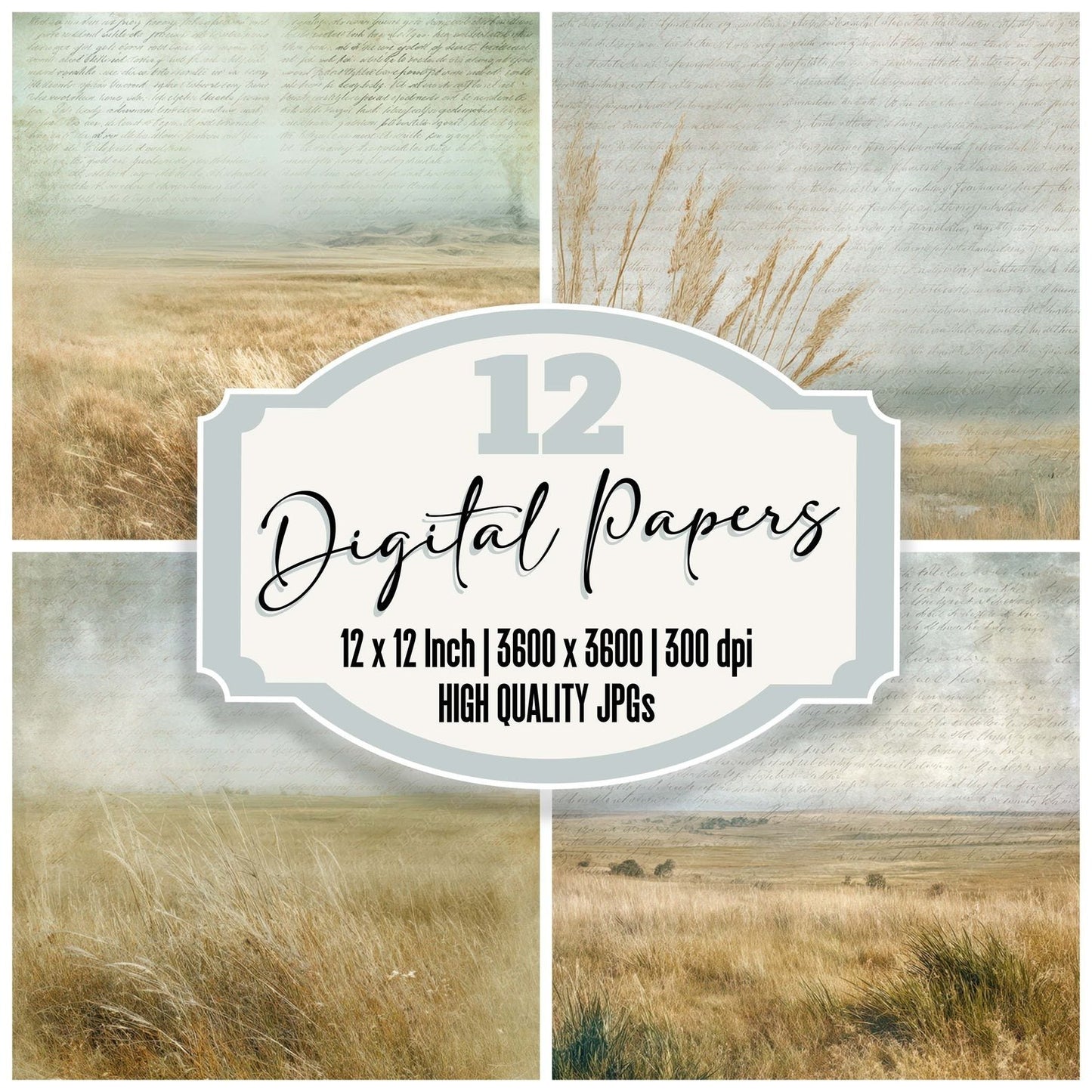 Old Prairie Grassland Scene Digital Paper Pack (DDD012211)
