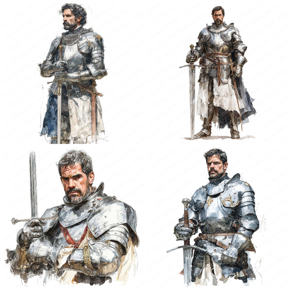 Medieval Knight Illustration Clipart Set – The Digital Design Dock