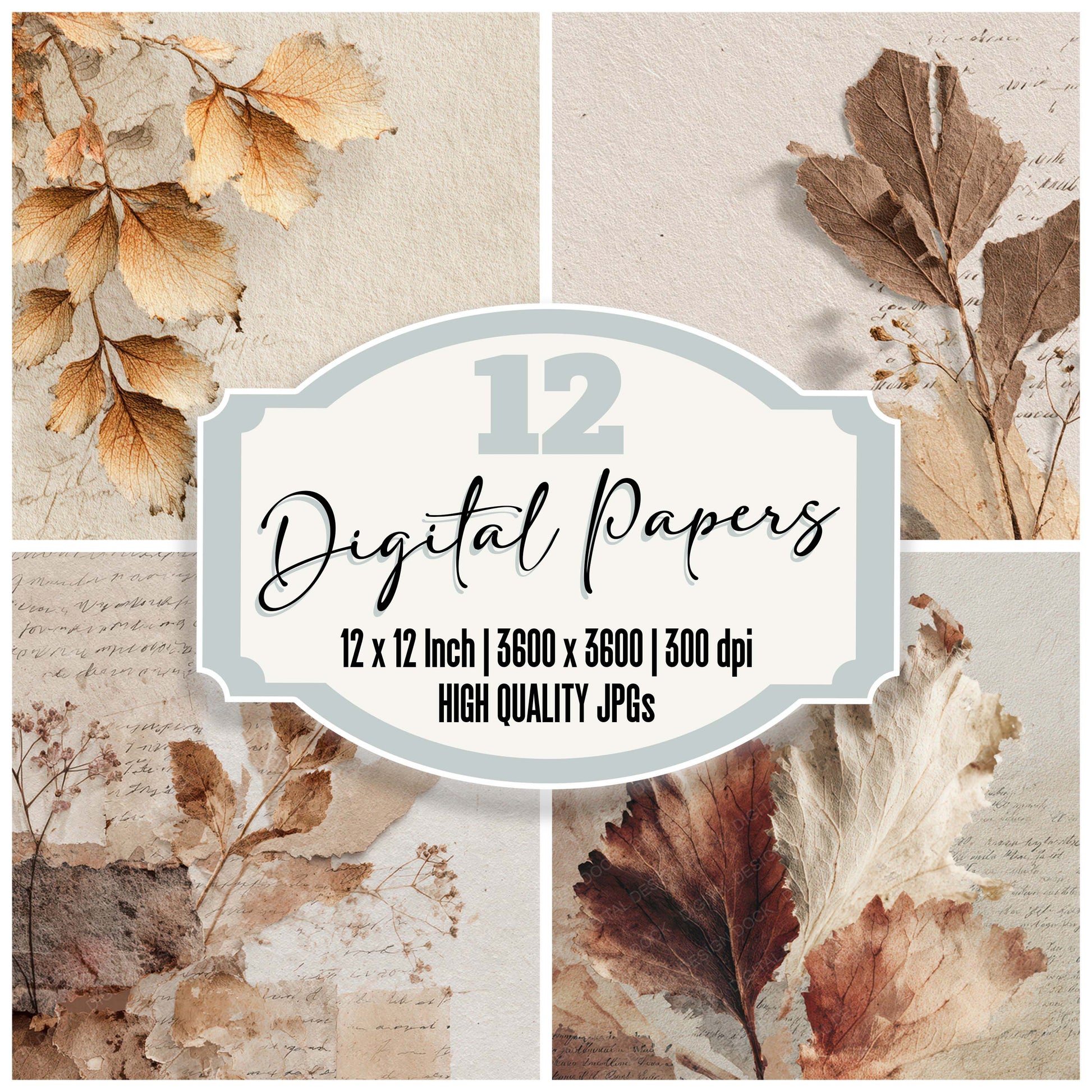 Frayed Leaf Vein Texture digital paper pack designed for background pages in junk journaling and paper craft projects