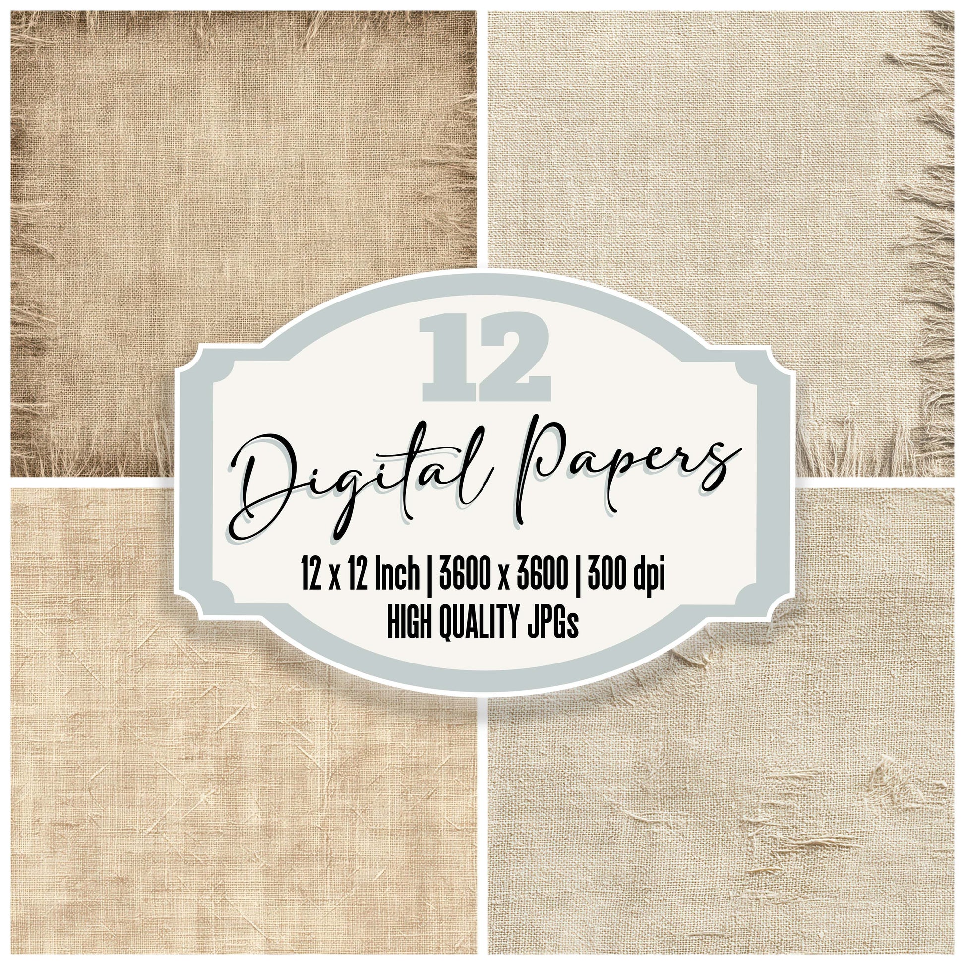 Frayed Linen Cloth Texture digital paper pack designed for background pages in junk journaling and paper craft projects