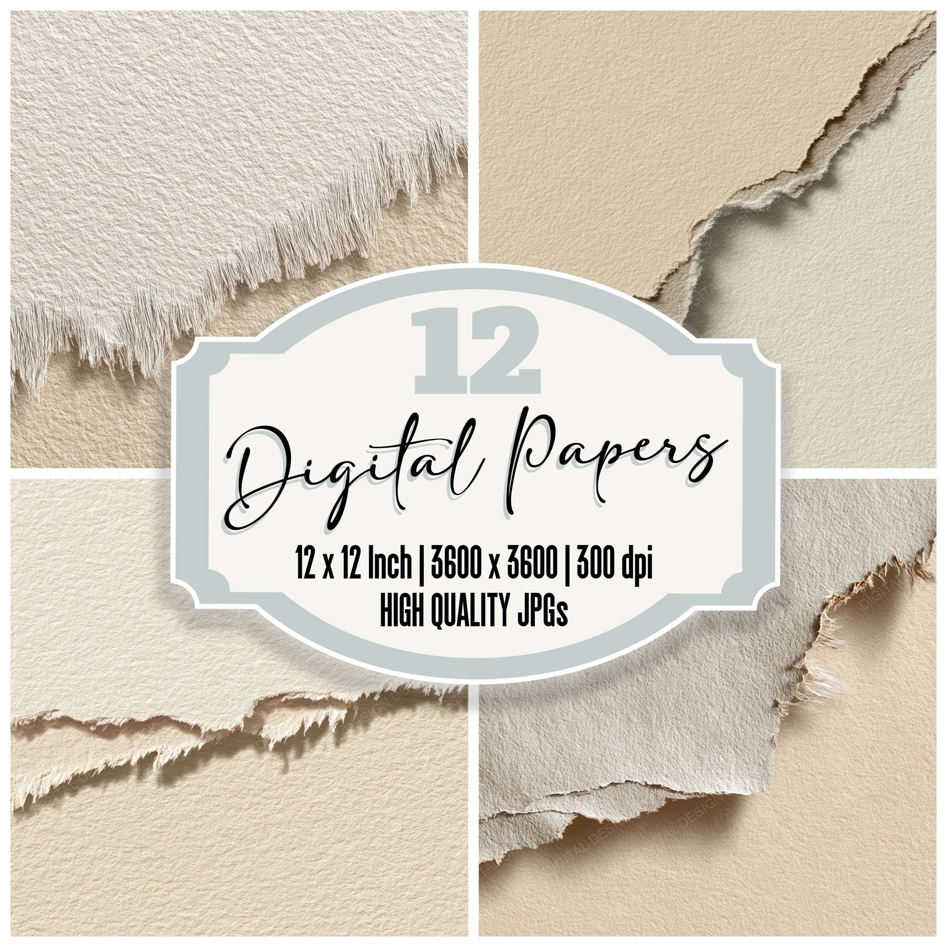 Frayed Edge Texture digital paper pack designed for background pages in junk journaling and paper craft projects