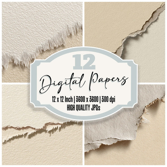 Frayed Edge Texture digital paper pack designed for background pages in junk journaling and paper craft projects