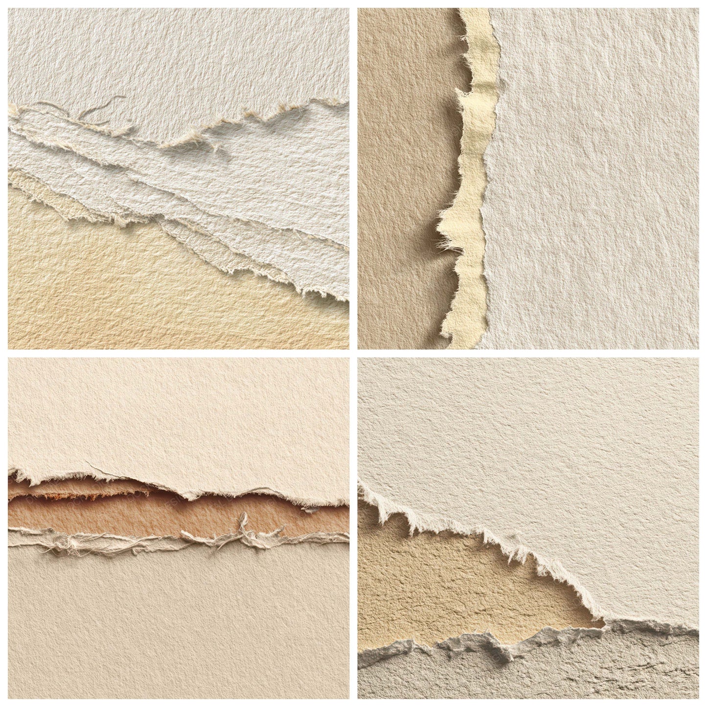 Close view of Frayed Edge Texture background papers highlighting collage composition and cohesive colour tones