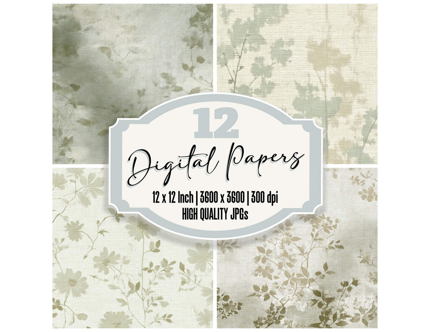 Linen Botanical Overlay Texture digital paper pack designed for background pages in junk journaling and paper craft projects