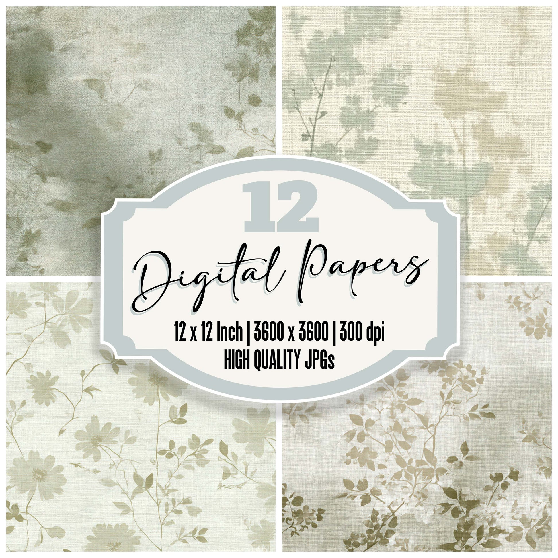 Linen Botanical Overlay Texture digital paper pack designed for background pages in junk journaling and paper craft projects