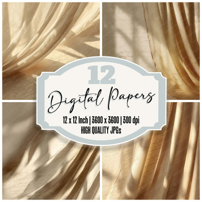 Vintage Curtain Light Scene digital paper pack designed for background pages in junk journaling and paper craft projects