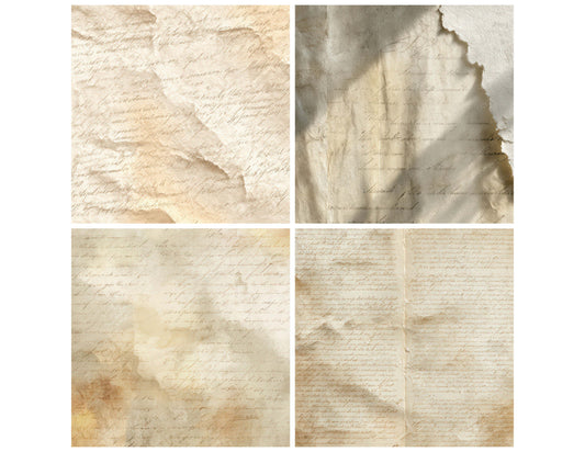 Preview layout showing Vintage Open Book Pages papers arranged as background pages for junk journals and mixed media crafts