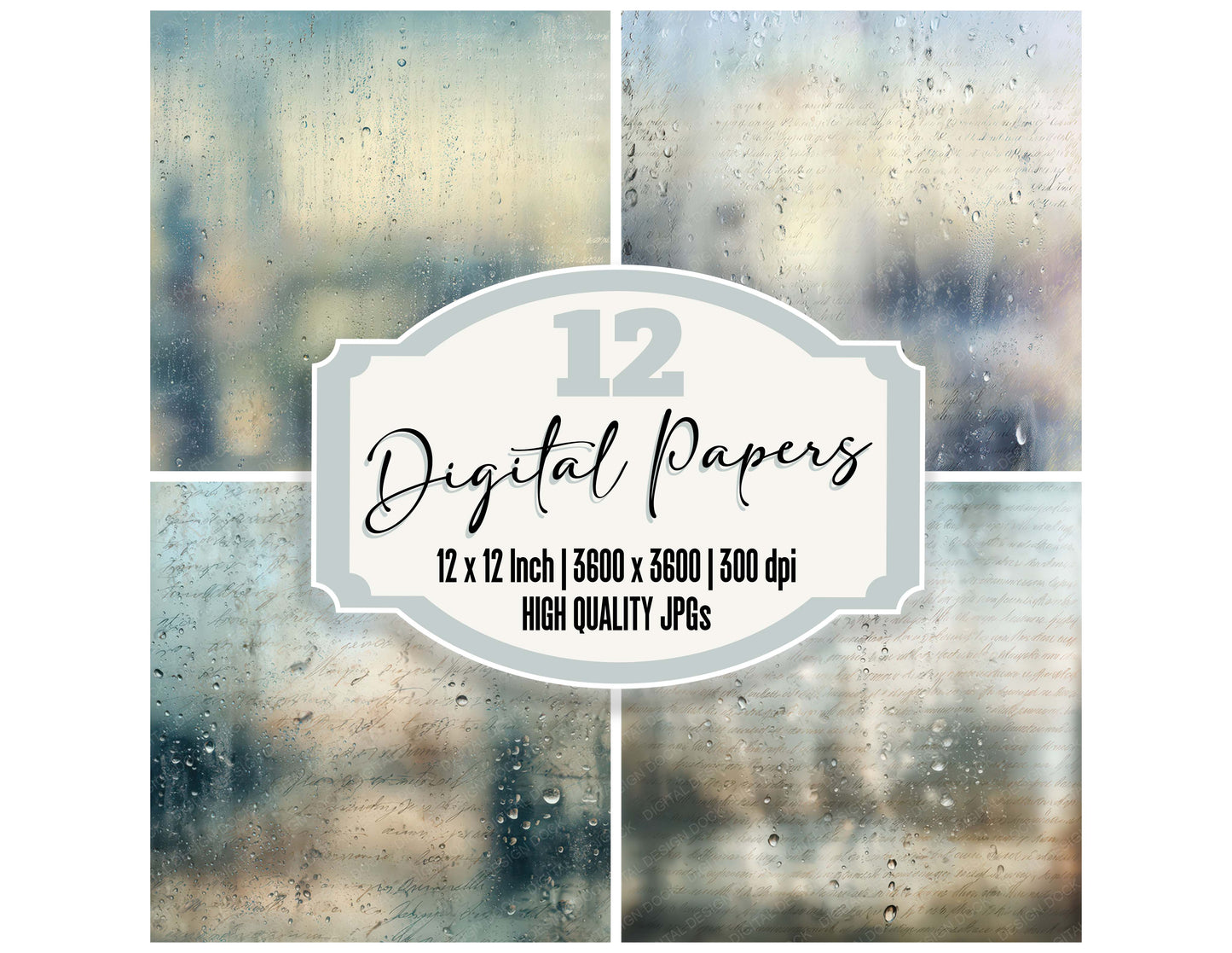 Vintage Rain Glass Texture digital paper pack designed for background pages in junk journaling and paper craft projects