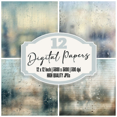 Vintage Rain Glass Texture digital paper pack designed for background pages in junk journaling and paper craft projects