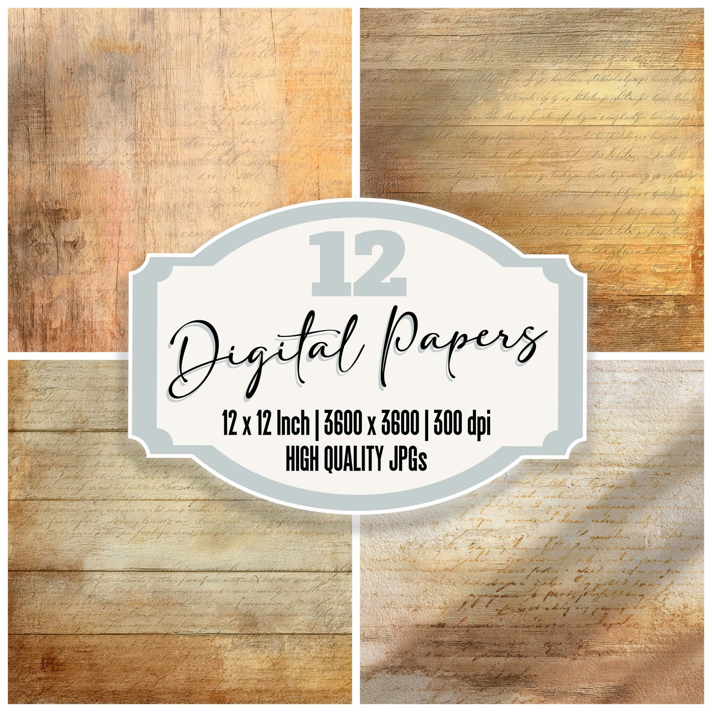 Vintage Sunlit Wood Texture digital paper pack designed for background pages in junk journaling and paper craft projects
