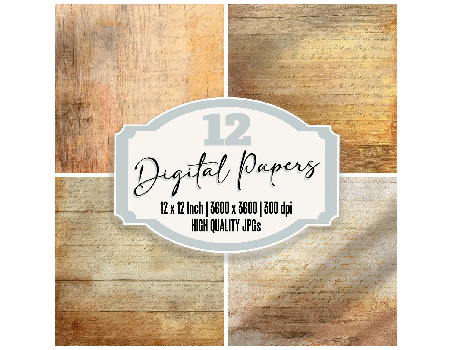 Vintage Sunlit Wood Texture digital paper pack designed for background pages in junk journaling and paper craft projects