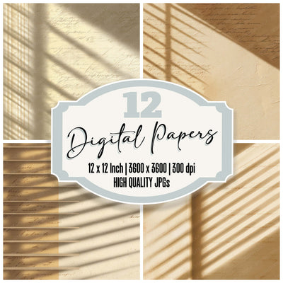 Vintage Window Blind Light digital paper pack designed for background pages in junk journaling and paper craft projects