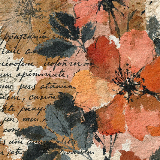 Vintage Paper Rose Journal Rust Digital Paper Pack (DDD012346)