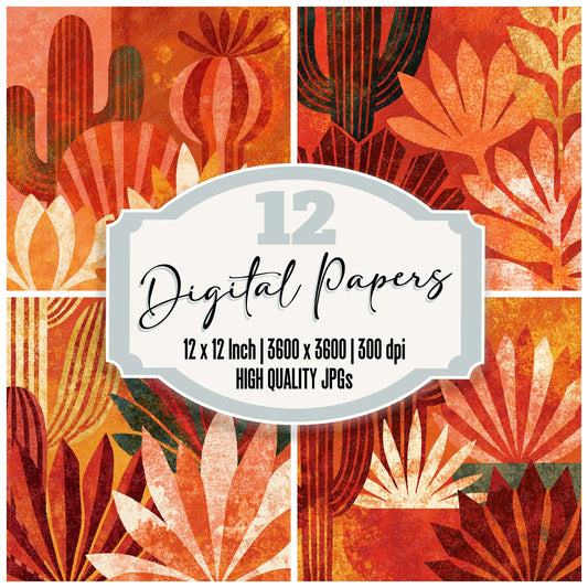 Xray Cacti Succulents Terracotta Clay Digital Paper Pack (DDD012347)